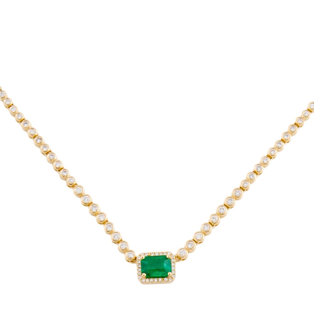 Emerald and Diamond 14k gold necklace